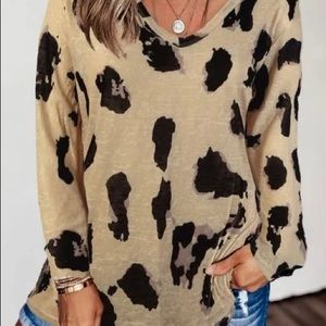 Tan leopard print blouse